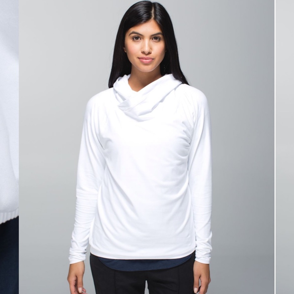 lululemon athletica White Draped Neck Long Sleeve Top